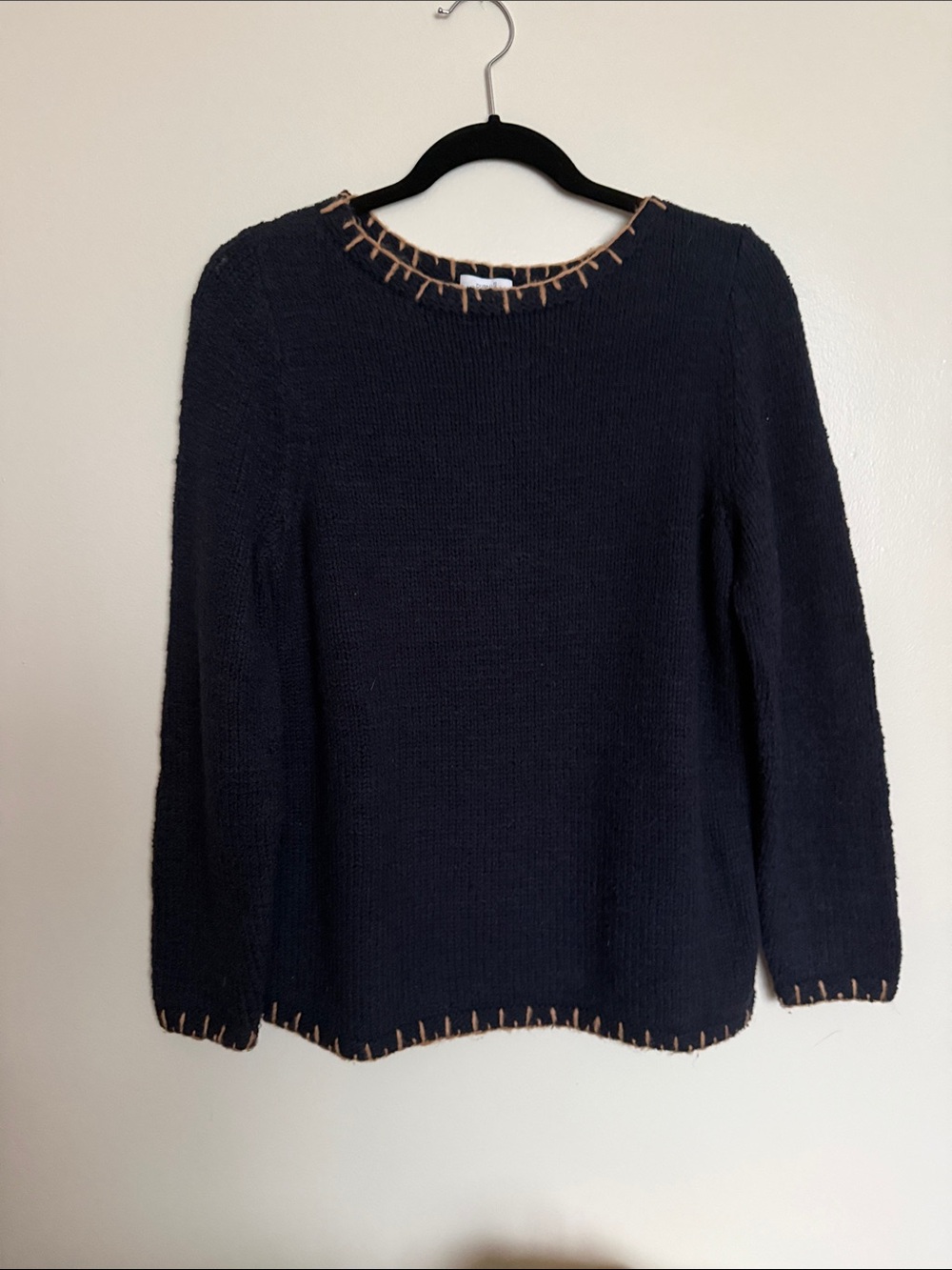 Classic Navy Blue Women’s Sweater with Contrast Stitching New